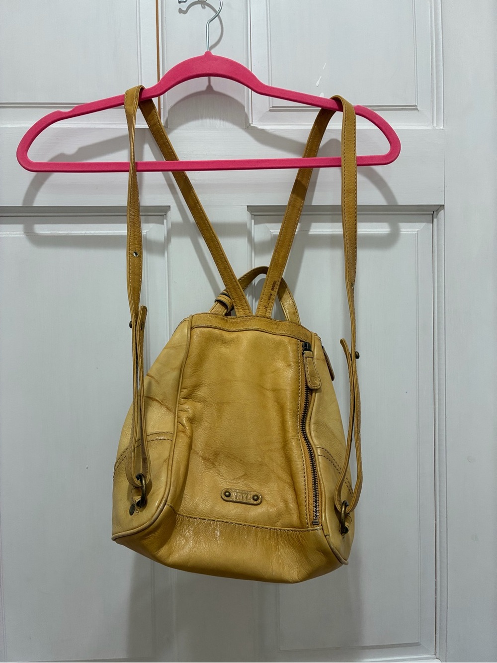 Frye Small Yellow Leather Backpack